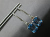 ESTATE 4.23CT DIAMOND & AAA BLUE TOPAZ 14K WHITE GOLD LEVERBACK HANGING EARRINGS