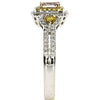 .83CT WHITE PINK & FANCY YELLOW DIAMOND 18KT TRI COLOR GOLD HALO ENGAGEMENT RING