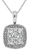 .75CT DIAMOND 14KT WHITE GOLD 3D CLUSTER SQUARE DOUBLE HALO FUN FLOATING PENDANT