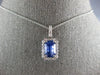 ESTATE LARGE 4.5CT DIAMOND & AAA SAPPHIRE 14KT WHITE GOLD HALO FLOATING PENDANT