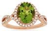 3.15CT DIAMOND & AAA PERIDOT 14KT ROSE GOLD ROUND & OVAL HALO INFINITY LOVE RING