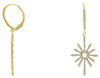 .49CT DIAMOND 14K YELLOW GOLD CLASSIC FLOWER SUNBURST LEVERBACK HANGING EARRINGS