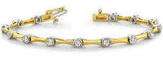 .72CT DIAMOND 14K 2 TONE GOLD 3D CLASSIC ROUND BEZEL BY THE YARD TENNIS BRACELET