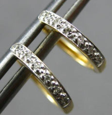 ESTATE SMALL .04CT DIAMOND 14KT YELLOW GOLD 3D 1.5MM HUGGIE HANGING EARRINGS