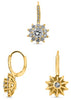 ESTATE 1.64CT DIAMOND 18KT YELLOW GOLD ROUND FLOWER LEVERBACK HANGING EARRINGS