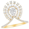 ESTATE .77CT DIAMOND 14K YELLOW GOLD CLASSIC ROUND & BAGUETTE V SHAPE CROWN RING