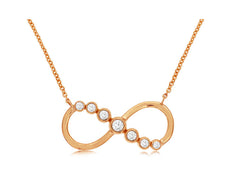 .22CT DIAMOND 14KT ROSE GOLD 3D ROUND BEZEL INFINITY GRADUATING JOURNEY NECKLACE