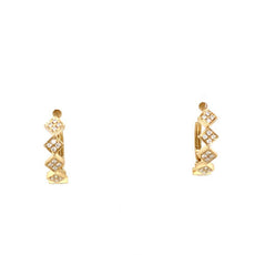 ESTATE .25CT DIAMOND 18KT YELLOW GOLD 3D CLASSIC GEOMETRICAL HANGING EARRINGS