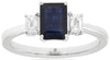 1.33CT DIAMOND AAA SAPPHIRE 14KT WHITE GOLD 3 STONE EMERALD CUT ENGANGEMENT RING