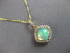 2.3CT DIAMOND & AAA AUSTRALIAN OPAL 14KT YELLOW GOLD 3D CUSHION FLOATING PENDANT