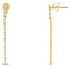 ESTATE .24CT DIAMOND 14KT YELLOW GOLD CLASSIC MULTI FLOWER BAR HANGING EARRINGS