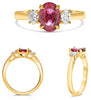 1.50CT DIAMOND & AAA RUBY 18KT YELLOW GOLD OVAL 3 STONE CLASSIC ENGAGEMENT RING
