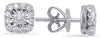 ESTATE .43CT DIAMOND 14KT WHITE GOLD 3D CLASSIC FLOWER SQUARE STUD EARRINGS