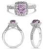 2.62CT DIAMOND & AAA PINK SAPPHIRE 14KT WHITE GOLD 3D CUSHION & ROUND HALO RING