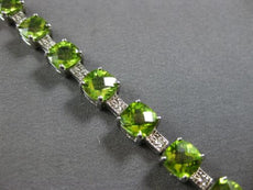 17.46CT DIAMOND & AAA PERIDOT 14KT WHITE GOLD 3D CUSHION & ROUND TENNIS BRACELET