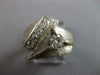 LARGE .37CT DIAMOND 14KT WHITE GOLD 3D MATTE & SHINY CRISS CROSS FUN MENS RING