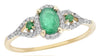 .63CT DIAMOND & AAA EMERALD 14KT YELLOW GOLD OVAL & ROUND FLOWER LOVE KNOT RING