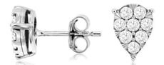 ESTATE .50CT DIAMOND 14KT WHITE GOLD 3D CLASSIC PEAR SHAPE ROUND STUD EARRINGS
