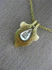 ESTATE .02CT DIAMOND 14KT WHITE & YELLOW GOLD 3D TEAR DROP ANCHOR PENDANT #22166