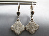 LARGE .55CT DIAMOND 14KT WHITE GOLD 3D 4 LEAF CLOVER CLASSIC LEVERBACK EARRINGS