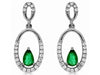 .62CT DIAMOND & AAA EMERALD 14KT WHITE GOLD 3D TEAR DROP OVAL HANGING EARRINGS