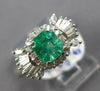 ESTATE 1.39CT DIAMOND & AAA EMERALD PLATINUM 3D SQUARE FLORAL ENGAGEMENT RING