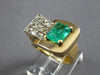 ANTIQUE LARGE 1.61CT DIAMOND & AAA COLOMBIAN EMERALD 14K 2 TONE GOLD RING #27823