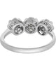 ESTATE .74CT DIAMOND 18KT WHITE GOLD 3D FLOWER PAST PRESENT FUTURE LOVE RING