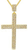 ESTATE .55CT DIAMOND 14KT YELLOW GOLD 3D CLASSIC 3 ROW CROSS FLOATING PENDANT