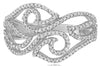 WIDE .42CT DIAMOND 14KT WHITE GOLD 3D MULTI LEAF FILIGREE CRISS CROSS LOVE RING