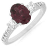 ESTATE 2.0CT DIAMOND & AAA RHODOLITE 14K WHITE GOLD 3D OVAL & ROUND 3 STONE RING