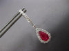 LARGE 4.78CT DIAMOND AAA RUBY 14KTWHITE GOLD PEAR SHAPE HUGGIE HANGING EARRINGS