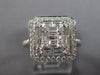 LARGE .92CT DIAMOND 18K WHITE GOLD ROUND & BAGUETTE CLUSTER SQUARE OCTAGON RING