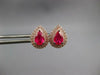 1.24CT DIAMOND & AAA RUBY 14K ROSE GOLD PEAR SHAPE & ROUND CLASSIC STUD EARRINGS