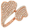 ESTATE .47CT DIAMOND 14KT ROSE GOLD 3D PAVE DOUBLE HEART CRISS CROSS LOVE RING