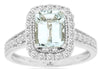 1.92CT DIAMOND & AAA AQUAMARINE 14KT WHITE GOLD EMERALD CUT HALO ENGAGEMENT RING