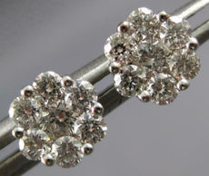 ESTATE .41CT DIAMOND 14KT WHITE GOLD 3D CLASSIC FLOWER STUD EARRINGS