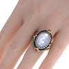 LARGE AAA MOTHER OF PEARL & PINK TOURMALINE 18KT YELLOW GOLD & 925 SILVER RING
