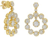 LARGE 1.95CT DIAMOND 14KT YELLOW GOLD MULTI FLOWER CIRCULAR FUN HANGING EARRINGS