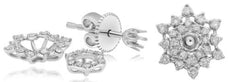 .32CT DIAMOND 14K WHITE GOLD 3D DOUBLE FLOWER STAR SOLITAIRE SEMI MOUNT EARRINGS