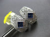 WIDE 1.90CT DIAMOND & AAA SAPPHIRE 14KT WHITE GOLD 3D PRINCESS & ROUND EARRINGS