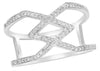 WIDE .19CT DIAMOND 14KT WHITE GOLD 3D CRISS CROSS GEOMETRICAL INFINITY LOVE RING
