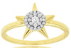 ESTATE .15CT DIAMOND 14KT YELLOW GOLD 3D CLASSIC FLOWER STAR LOVE RING
