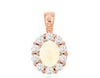 .40CT DIAMOND & AAA OPAL 14K ROSE GOLD OVAL & ROUND HALO FLOWER FLOATING PENDANT