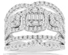 ESTATE 2.0CT DIAMOND 14KT WHITE GOLD ROUND & BAGUETTE CLUSTER LOVE KNOT FUN RING