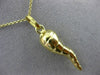 ESTATE 14KT YELLOW GOLD 3D HANDCRAFTED RIDGE ITALIAN HORN PENDANT & CHAIN #25072