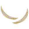 ESTATE .12CT DIAMOND 14KT YELLOW GOLD 3D CLASSIC MOON EAR CLIMBER EARRINGS