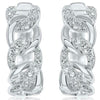 ESTATE WIDE .14CT DIAMOND 14KT WHITE GOLD CLASSIC LOVE KNOT LINK HUGGIE EARRINGS
