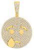 LARGE 3.05CT DIAMOND 14KT YELLOW GOLD 3D CIRCULAR SAD FACE FUN FLOATING PENDANT