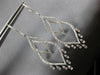 LARGE 1.2CT DIAMOND 14K WHITE GOLD ROUND & BAGUETTE DOUBLE LEAF HANGING EARRINGS